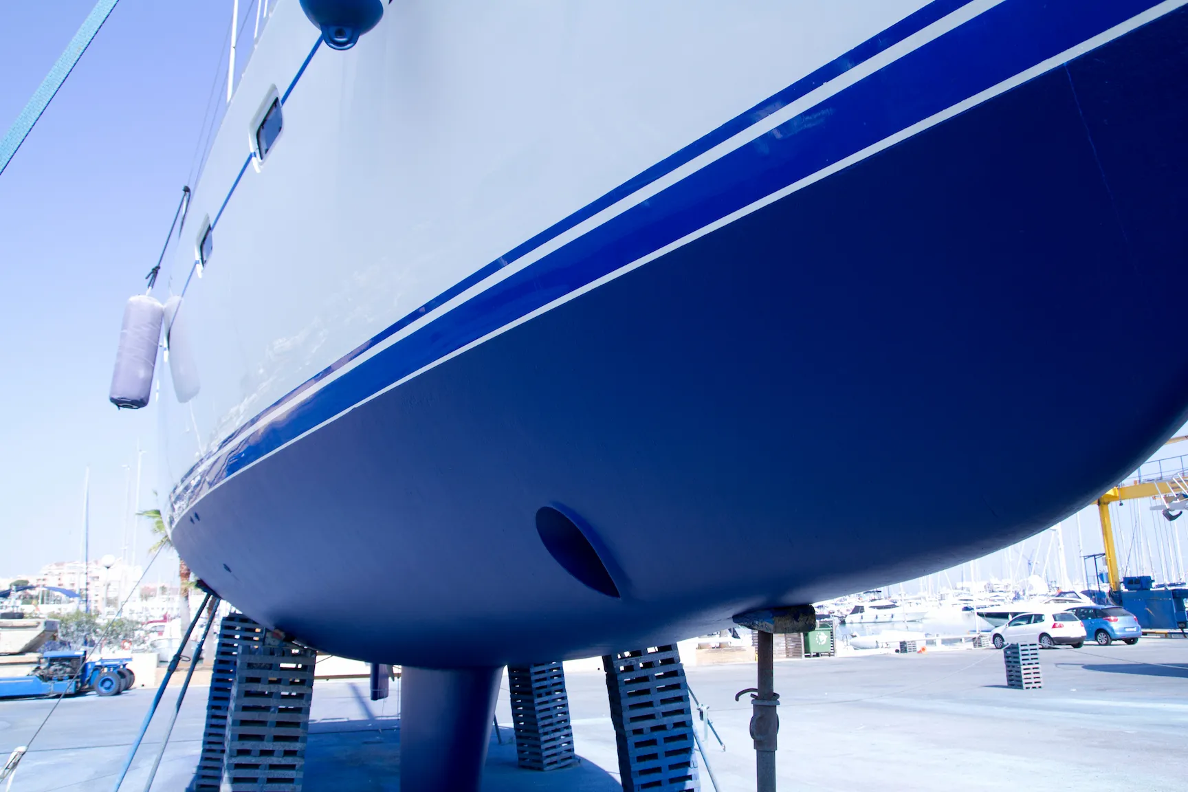 Boat hull showing professional maintenance and care